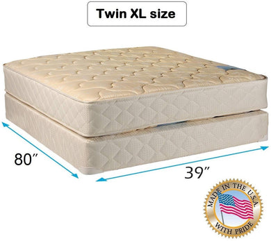 Dream Sleep Chiro Premier Orthopedic (Beige Color) Twin XL Size Mattress and Box Spring Set - Fully Assembled, Good for Your Back, Long Lasting and 2 Sided by Dream Solutions USA
