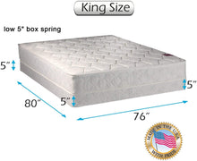 Load image into Gallery viewer, Dream Sleep Legacy One-Sided None Flip Mattress and Low Profile Box Spring Set with Mattress Protector Included - Spine Support, Orthopedic, Longlasting by Dream Solutions USA (King 76"x80"x8")