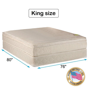 Comfort Pedic Firm PillowTop (Eurotop) Mattress Set with Bed Frame Included (King Size) - Sleep System with Enhanced Foam Encased Support, Orthopedic, Longlasting Comfort by Dream Solutions USA