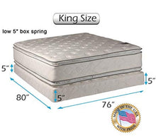 Load image into Gallery viewer, Dream Solutions Brand Soft PillowTop King Mattress and Low Height Box Spring Set with Bed Frame Included - Two-Sided Sleep System with Enhanced Cushion Support,Spine Support, Longlasting Comfort