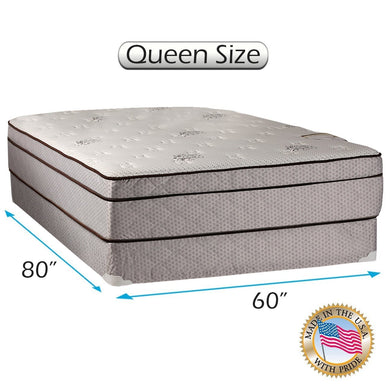 Fifth Ave Plush Foam Encased Eurotop (PillowTop) Queen Size Mattress and Box Spring Set with Bed Frame Included - Sleep System Support, Orthopedic, Longlasting Comfort by Dream Solutions USA