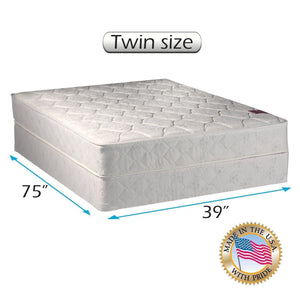 Legacy 1-Sided None Flip Medium Firm Mattress Set with Metal Bed Frame - Spine Support, Orthopedic, Quilted Fabric Cover, Longlasting Comfort by Dream Solutions USA (Queen Size)