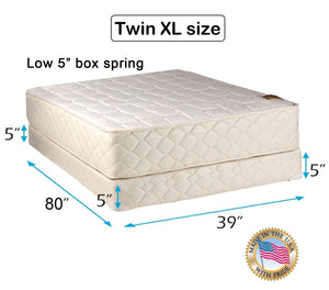 Grandeur Deluxe Mattress and Low 5" Height Box Set (Queen) - 2-Sided, Orthopedic, Good for Your Back, Longlasting by Dream Solutions USA