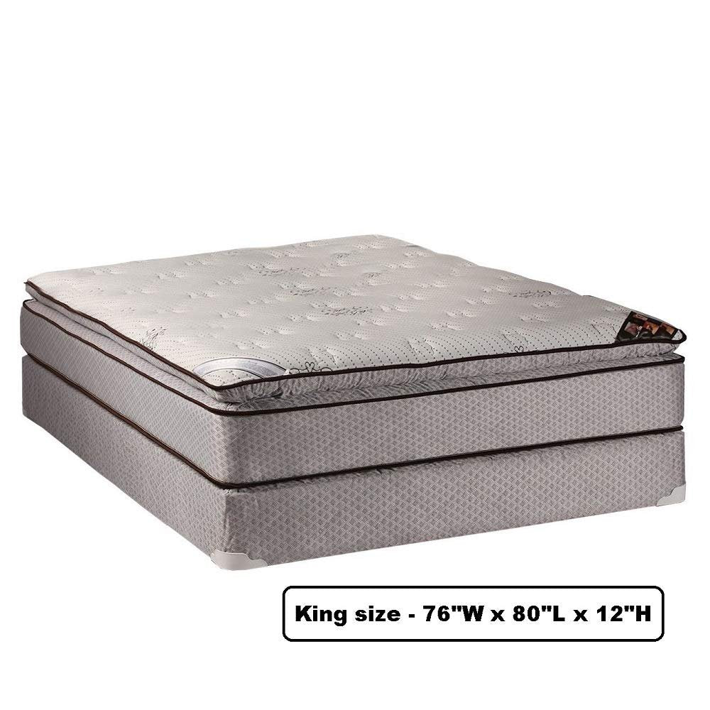 Spinal Dream Plush Pillow Top (Eurotop) King Size Mattress Set with Bed Frame Included - Sleep System with Enhanced Cushion Support, Great for Your Back, Longlasting Comfort by Dream Solutions USA