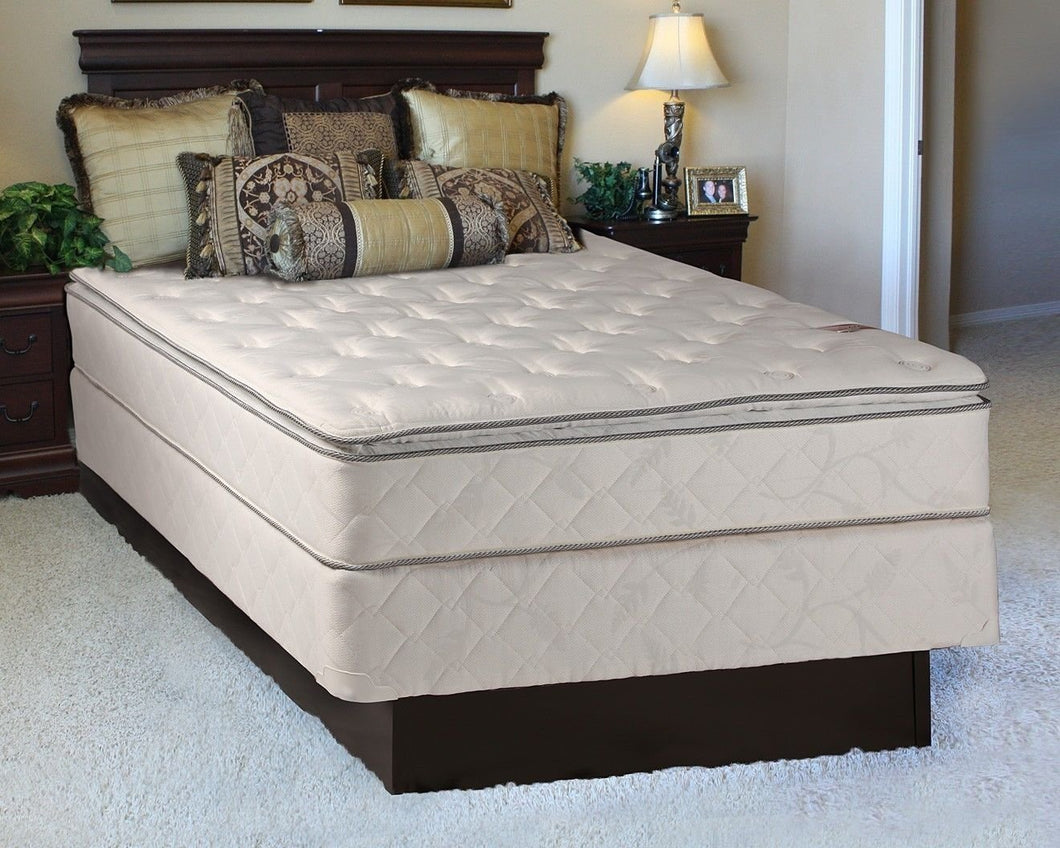 Sunset Plush Inner Spring Pillowtop Full Size Mattress Set with Mattress Cover Protector Included - Fully Assembled, Orthopedic, High Density Foam and Longlasting by Dream Solutions USA