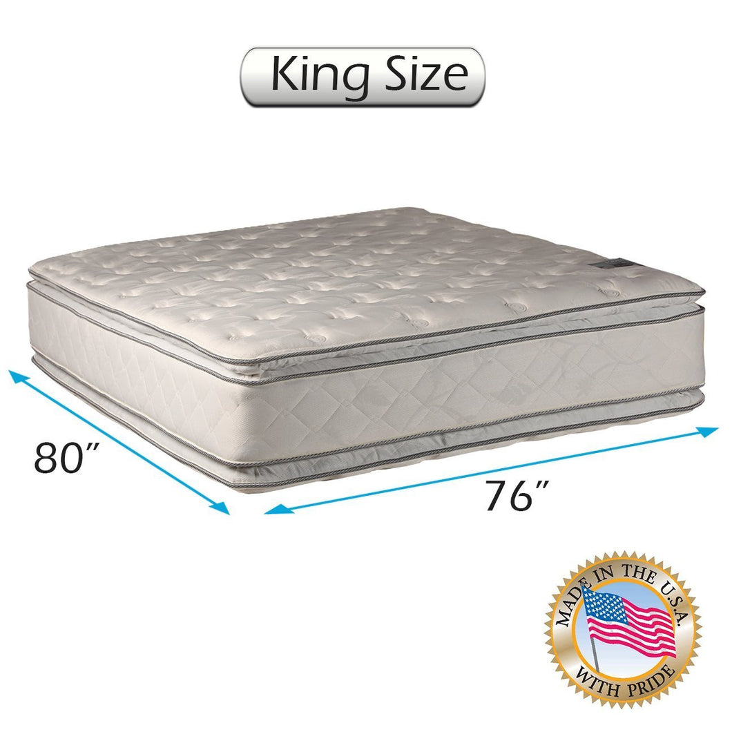 Dream Solutions USA Brand Two-Sided PillowTop Gentle Plush King Mattress Only with Mattress Cover Protector Included - Fully Assembled, Good for Your Back, Orthopedic, Long Lasting Comfort