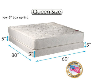 Dream Sleep Legacy Flippable Double-Sided Mattress and Low Height Box Spring Set with Bed Frame Included - Spine Support, Orthopedic, Long Lasting Comfort by Dream Solutions USA (King 76"x80"x8")