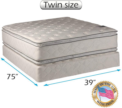 Dream Sleep Gentle Plush Double-Sided PillowTop (Eurotop) Twin Size - Mattress Set with Bed Frame - Sleep System with Enhanced Cushion Spine Support, Longlasting Comfort by Dream Solutions USA