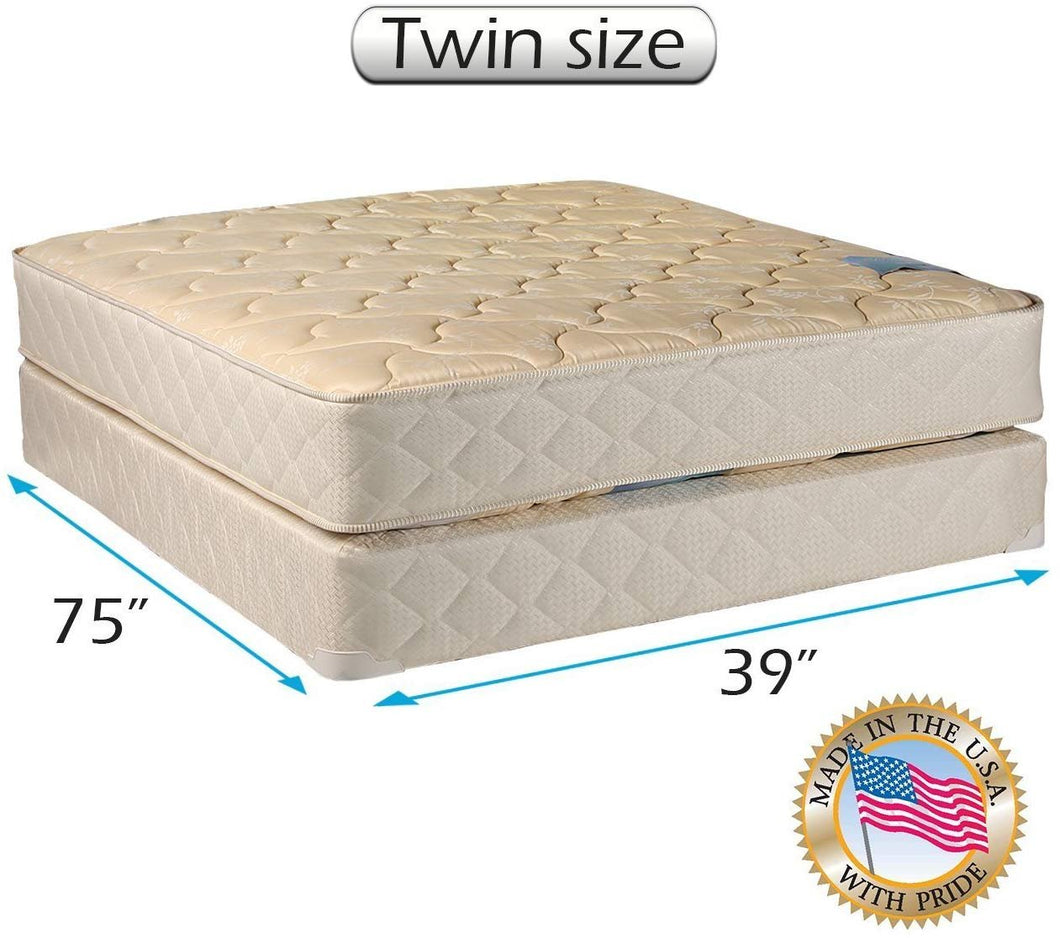 Dream Sleep Chiro Premier Twin Two-Sided Gentle Firm (Beige) Mattress Set with Bed Frame Included Foam, Orthopedic, Longlasting Comfort by Dream Solutions USA