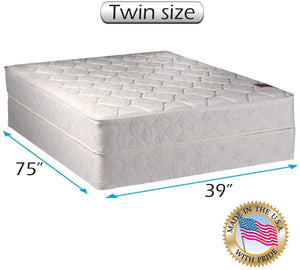 Dream Sleep Legacy Single-Sided Twin Size Mattress Set with Bed Frame Included - Spine Support, Deluxe Quality Foam, Orthopedic, Longlasting Comfort and None Flip by Dream Solutions USA