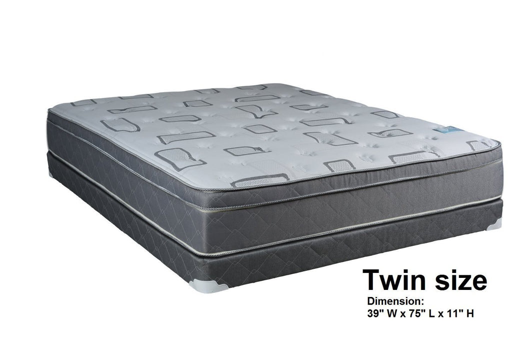 Natural Trophy Medium Plush Eurotop Mattress & Box Spring (Twin Size) - Sleep System with Enhanced Foam Encased Support, Fully Assembled, Orthopedic by Dream Solutions USA