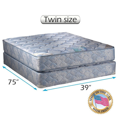Chiro Premier 2-Sided Orthopedic (Blue Color) Twin Size Mattress Set with Bed Frame Included - Quilted Fabric Cover, Back Support, Long Lasting by Dream Solutions USA