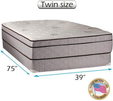 Dream Sleep Fifth Ave Plush Foam Encased Eurotop (PillowTop) Twin Mattress and Box Spring Set with Mattress Cover Protector Included - Sleep System Support, Orthopedic by Dream Solutions USA