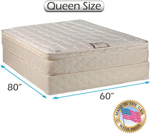 Tomorrow's Dream PillowTop (Eurotop) Queen Size Mattress Set with Bed Frame Included - Sleep System with Enhanced Cushion Support, Innerspring Coils, Orthopedic Type and Longlasting Comfort