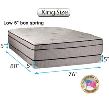 Load image into Gallery viewer, Dream Sleep Fifth Ave Extra Soft Foam Eurotop (PillowTop) King Size Mattress &amp; Low 5&quot; Height Box Spring Set with Mattress Cover Protector Included - Orthopedic, Longlasting Comfort