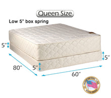 Load image into Gallery viewer, Dream Solutions USA Grandeur Deluxe Queen Size (60"x80"x12") Mattress and Low 5" Height Box Spring Set - Fully Assembled, Good for Your Back, Luxury Height, Long Lasting and 2 Sided