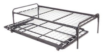 DREAM SOLUTIONS USA Twin Size Metal Day Bed (Daybed) Frame & Pop up Trundle with Great Firm Mattresses Included Package Deal!