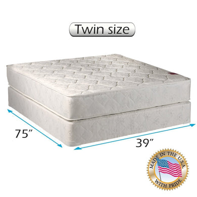 Legacy 2-Sided Gentle Firm Twin Size Mattress Set with Bed Frame Included - Orthopedic Type, Spine Support, Good for Your Back, Long Lasting Comfort by Dream Solutions USA