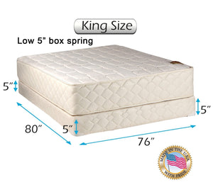 Grandeur Deluxe Mattress and Low 5" Height Box Set (Queen) - 2-Sided, Orthopedic, Good for Your Back, Longlasting by Dream Solutions USA