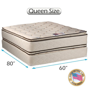 Coil Comfort Double-Sided PillowTop Mattress Set with Mattress Protector Included - Innerspring Coil, Fully Assembled, Orthopedic, Longlasting by Dream Solutions USA (King 76"x80"x11")