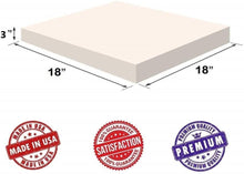 Load image into Gallery viewer, Dream Solutions USA Upholstery Visco Memory 3&quot;Hx18&quot;x18&quot; Foam Square Sheet- 3.5 lb High Density - Sofa, Chair Cushion, Pillow, May Relieve Backaches, Bed Sores