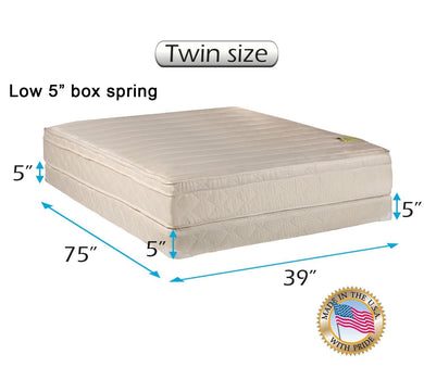 Comfort Pedic (Eurotop) PillowTop Firm Twin Size Mattress & Low 5