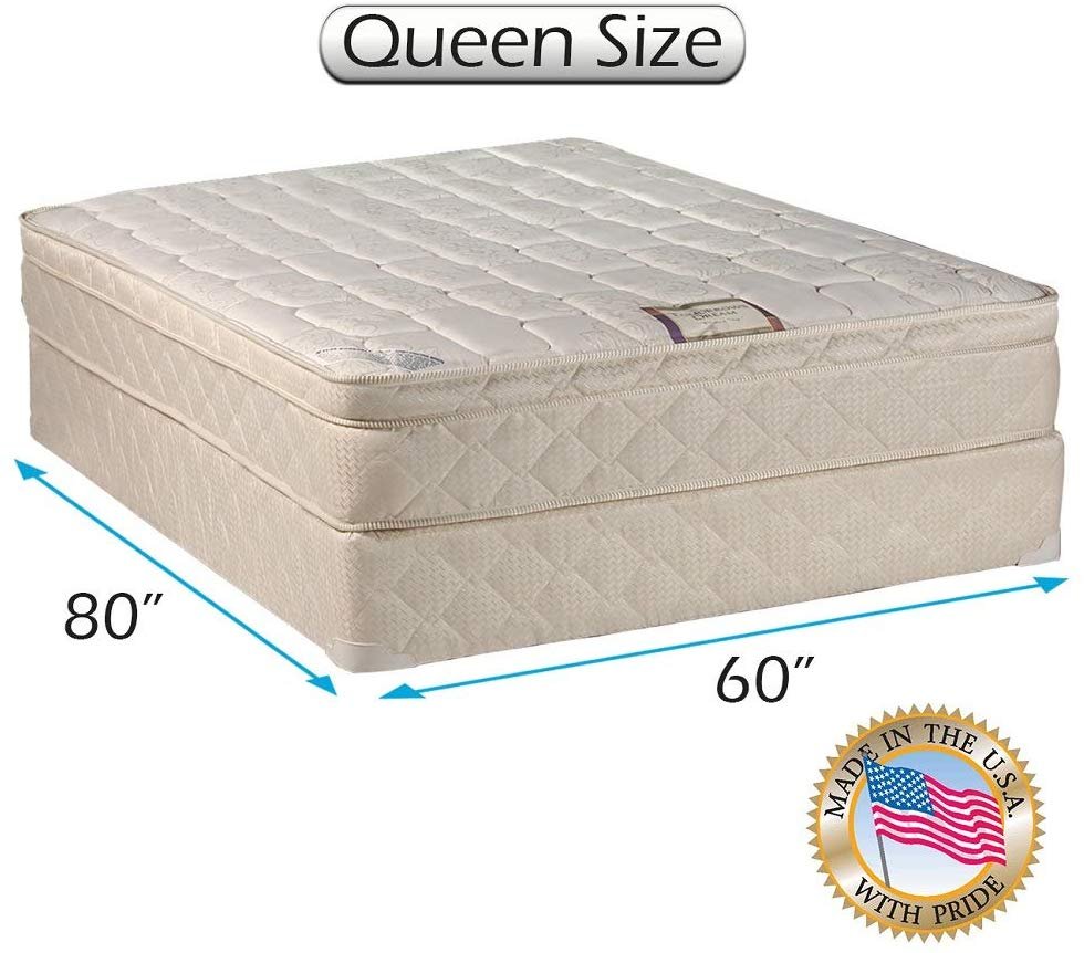 Dream Sleep Dreamy Collection Pillow Top (Eurotop) Queen Mattress Set with Mattress Cover Protector - Medium Firm, Innerspring Coils, Premium Edge Guards, Longlasting Comfort by Dream Solutions USA