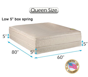 Dream Sleep Comfort Pedic Firm (Eurotop) PillowTop Queen Mattress & Low 5