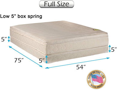 Dream Sleep Comfort Pedic (Eurotop) PillowTop Firm Full Mattress & Low 5