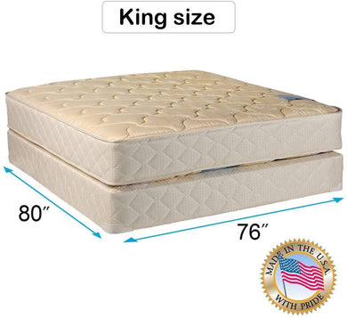 Dream Sleep Chiro Premier King Two-Sided Gentle Firm (Beige) Mattress Set with Bed Frame Included Foam, Orthopedic, Longlasting Comfort by Dream Solutions USA